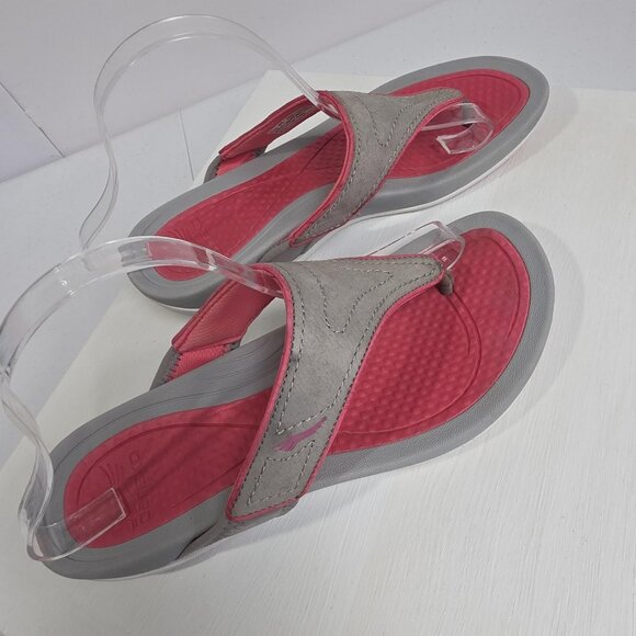 Dansko Sandal Shoes Womens Size 41 Gray Pink Leather Thong Comfort Flip Flop - Picture 5 of 9